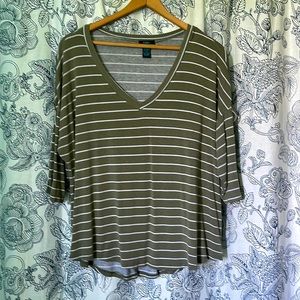 Rue+ WOMANS 3X green striped top